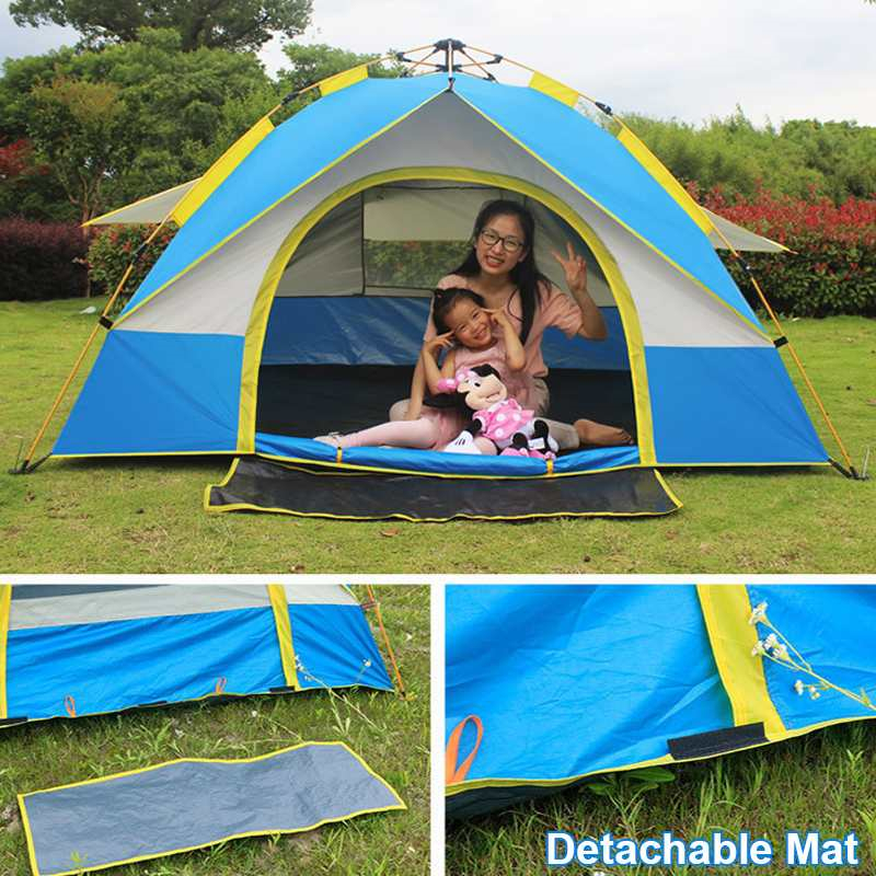 Goat Automatic Pop Up Fast Outdoor Family Camping Rainproof Windproof Sunshade Tents for Fishing Hiking Beach Travel 4 Season